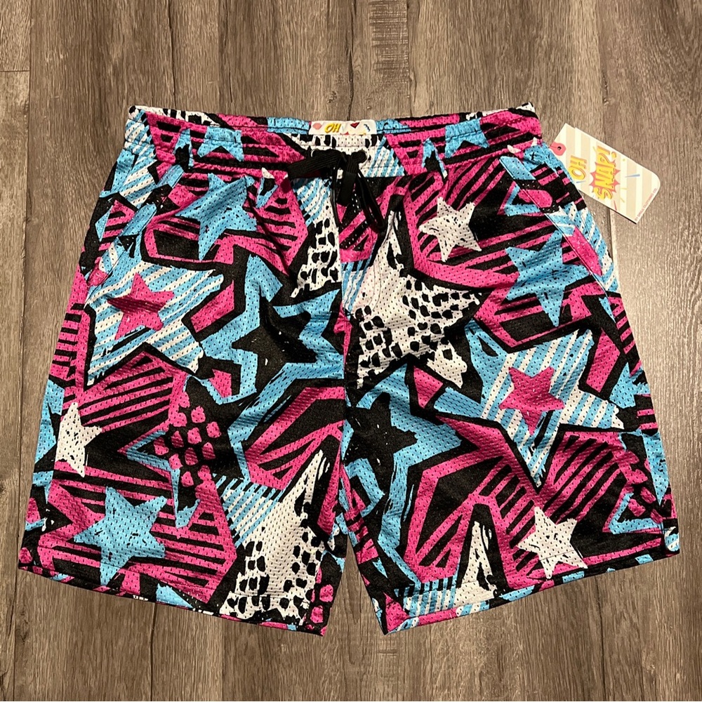 Oh Snap! Drill Clothing Co. Shorts Mens Size Large Multicolor 90's Retro Stars